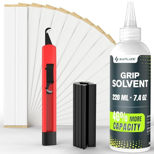 SAPLIZE Value Golf Grip Repair Kit – Includes 7.4oz Large-Capacity Solvent, 15 Exclusive High-Performance Golf Grip Tape, Hook Knife, and Rubber Vise Clamp for Regripping Golf Club Grips