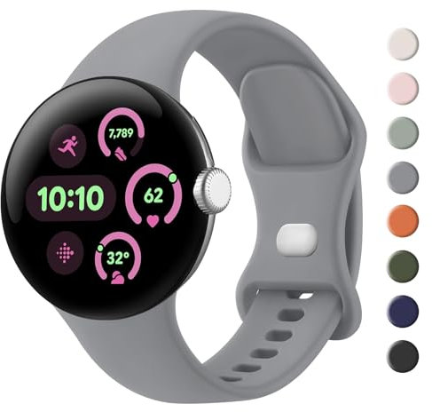 Oumida Bracelet Compatible avec Google Pixel Watch 2 / Pixel Watch, Colorée Sport Silicone Souple Bracelet pour Google Pixel Watch 2/1 (Gris,L)