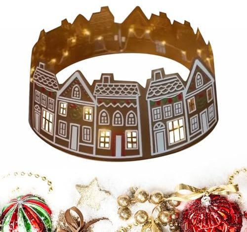 Collare per Albero Di Natale Casa Di Pan Di Zenzeros 26 Pollici, Collare per Albero Di Pan Di Zenzeros LED, Collare Base Albero Di Natale, Collare per Gonna per Albero Decorazione per Albero Di Natale