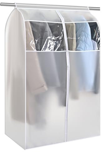 ZWMY Staubdichte Kleidersäcke,100 x 60 x 120 cm Transparente PEVA Kleiderhülle Große Kleiderschutzhülle für Kleidung mit Reißverschluss Staubschutz Aufbewahrungstasche für Anzug Mantel T-Shirt