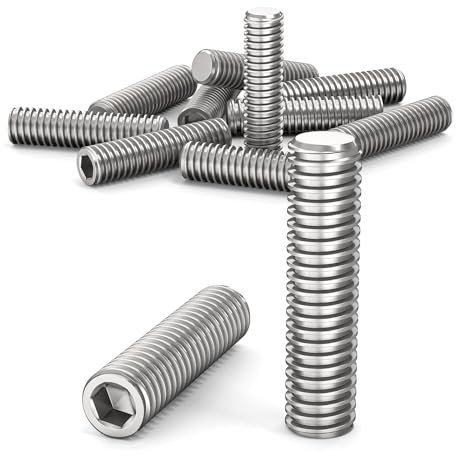 ORTAVA 20 Stück Madenschrauben, Gewindestifte M5 x 20 mm DIN 913 / ISO 4026 mit Innensechskant (ISK) und Kegelkuppe, Madenschraube Edelstahl(Silber)