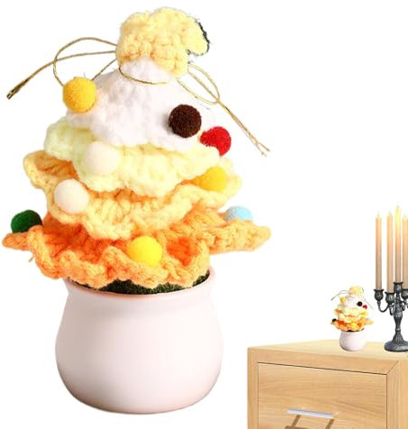 Albero di Natale lavorato a maglia | Ornamento creativo portatile lavorato a maglia fiori all'uncinetto - Fiori artificiali all'uncinetto albero di Natale fatti a mano ornamenti per albero di Natale