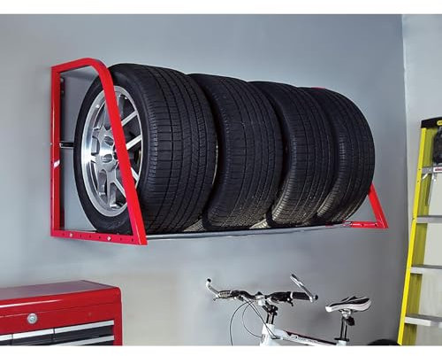 Reifenregal mit Rollen, Reifenständer für die Garage, Wandmontage, Mehrreifenregal für die Garage, Aufbewahrung mit Rollen, Reifenlagerregal mit 4 Rädern, Reifenpräsentationsregal für die Ga