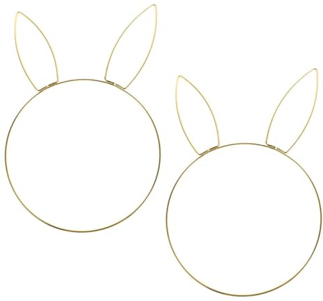 HOMOCONO 2er Satz Osterhase Metall Kranz Hase Kopf Eisen Ring Blumenkranz DIY Rahmen Ornament Für Osterdeko