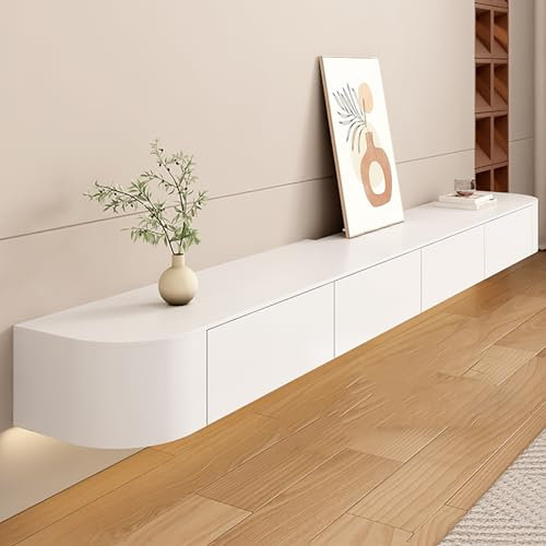 Schwebender TV-Ständer, Wandmontage, Holz, TV-Schrank mit Schubladen für Wohnzimmer, 120 x 180 cm, Wandschrank, TV-Bank zum Aufhängen von TV
