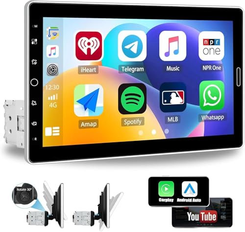 [Upgrade 10.1 inch Wireless] CAMECHO Single Din Car Stereo with Youtube Wireless Carplay Android Auto, 10 inch Detachable Screen with Bluetooth FM AM Radio Mirror Link USB/EQ/TF/Aux/Mic