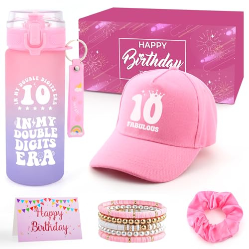 Gifts for 10 Year Olds Girls,10 Year Old Gifts for Girls, 10th Birthday Gifts for Girls Water Bottle and Baseball Cap Presents for Daughter, Sister, Niece Christmas Birthday Gifts Ideas for Teen Girl
