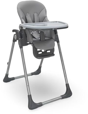 Venture Flare Baby High Chair, High Chairs for Babies and Toddlers with Adjustable Height and Backrest, Portable Baby Chair, Foldable High Chair, Easy Clean, Compact Easy to Store, 6 Months + (Grey)