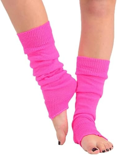 CHAAL® Women's Grey Knit Leg Warmers Girls Leg Warmer 80'S Teen Fancy's Dress Dance wear Womens Fancy Stylish Leg Warmers - Ladies Girls Leg warmer for carnival fancy dress party Leg Warmer Pink