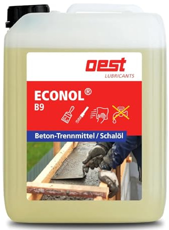 OEST Econol® B 9 – 5L Universaltrennmittel, lösemittelfrei | Profi Schalöl für Holz-, Stahl- & Kunststoffschalungen | Geruchsarm & umweltschonend | Betontrennmittel