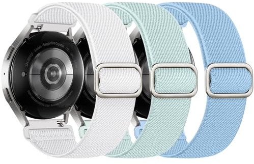 Joehwerr 3 Pack Elastic Straps Compatible with Samsung Galaxy Watch 7 6 5 4 FE Strap, 40mm 44mm 45mm/Watch 6 4 Classic 4 42mm 46mm 43mm 47mm/Active 2, 20mm Water-Resistant Stretchy Nylon Sport Band