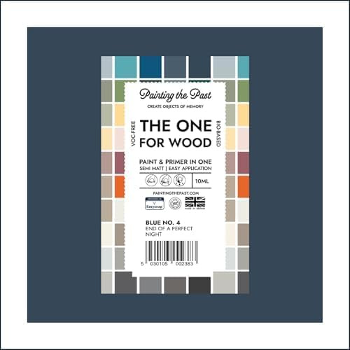 The One for Wood Paint & Primer 10ml (Sample) Blue No. 4 End of a Perfect Night | Semi Matt Finish, Bio-Based & VOC-Free Formula for Wooden Furniture & Surfaces | Durable & Easy Indoor Home Decorating