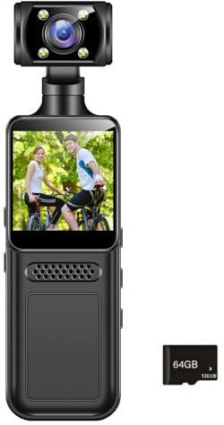 Tragable 4K Body Camcorder Compact 180 ° Rotierende Linse Tragbarer Radfahrer Sport Rekorder Tragbare Karosseriekamera