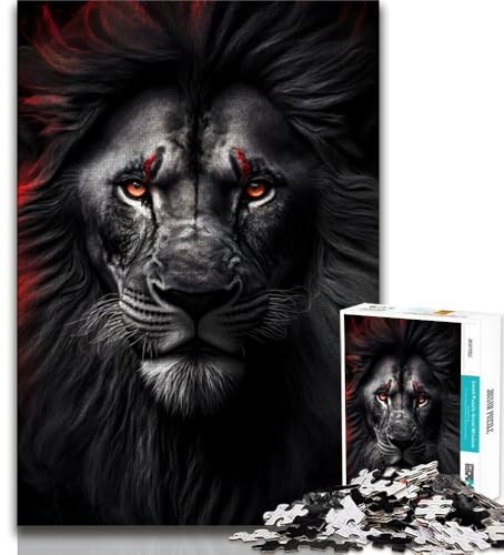 Jigsaw Art Löwen-Puzzle für Teenager mit vollständig ineinandergreifenden zufällig geformten Teilen für Kinder ab 14 Jahren (26x38cm)