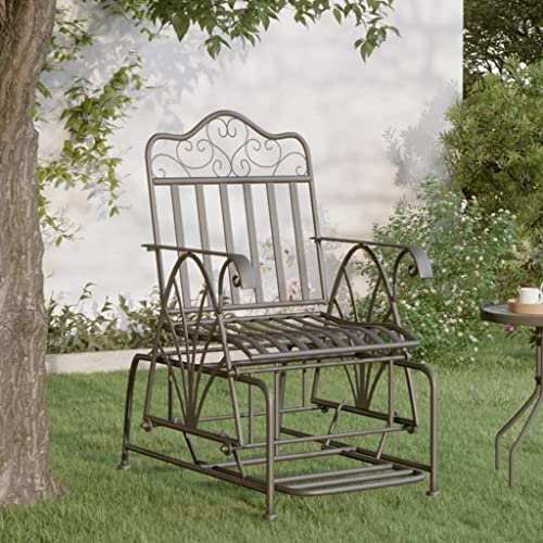 Bucmath Schaukelstuhl 61 cm Schwarz Stahl, Garten Schaukelbank Metall, Witterungsbeständige Terrassenbank für Draußen, Max. 110 kg pro Sitzplatz
