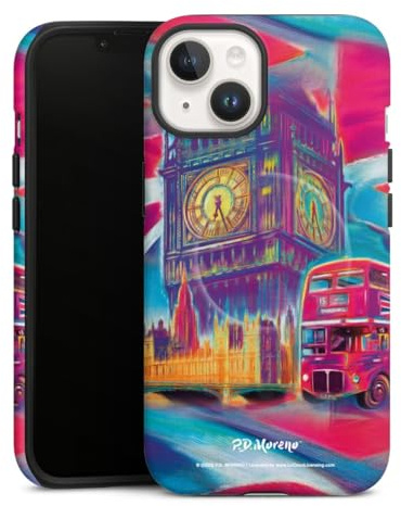 Magnetische Hülle kompatibel mit Apple iPhone 14 Handyhülle für MagSafe Outdoor Case in matt London Stadt Kunst