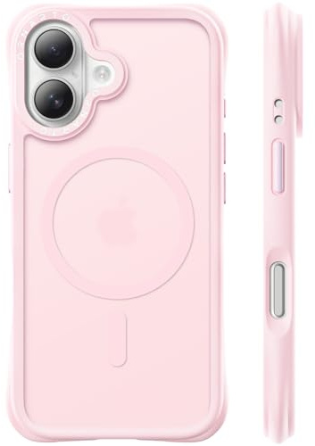 ORNARTO Magnetic for iPhone 16 Case,20FT Military Grade Drop Cover Pink | Pink,6.3 inches,Compatible with MagSafe,Slim Translucent Matte Back,Shockproof Corners,Responsive Buttons