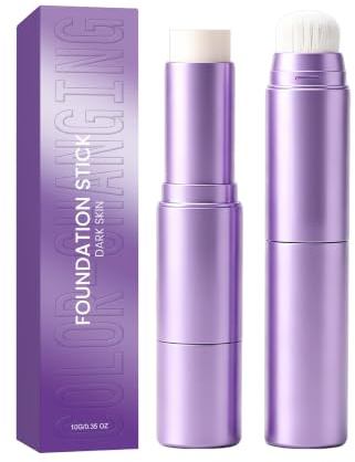 Fondotinta In Stick 2-In-1 In Crema Con Pennello Sfumino Integrato,Coprenza Leggera E Modulabile Per Pelli Mature,Per Un Finish Naturale Adatto A Tutti I Tipi Di Pelle (Carnagione scura)
