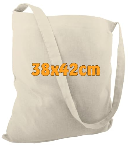 Cottonbagjoe Umhängebeutel | mit einem Langen Henkel | 38x42cm | Jutebeutel | Einkaufstasche, Baumwollbeutel, Baumwolltasche | unbedruckt