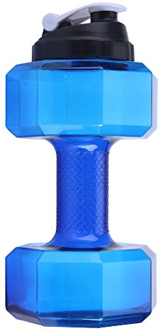 Fdit Sport Una forma de manillar Botella de agua de gran capacidad Sport Fitness Gym Training Cup Tapa a prueba de fugas 5 colores azul