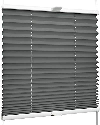 SchattenFreude Plissee nach Maß für Fenster & Tür | Zum Anschrauben in der Glasleiste | Anthrazit, Breite: 701-900mm x Höhe: 300-1000mm