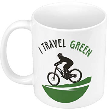 Mug Céramique Je Voyage Green Vélo Voyage VTT Nature