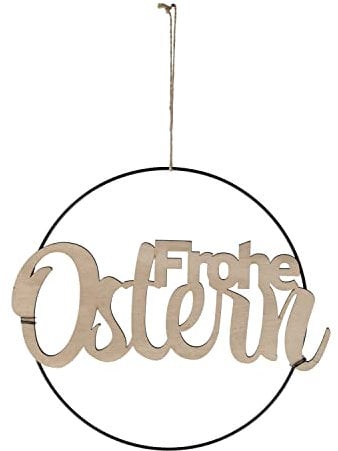 Deko/schwarz-weiß/klassisch/Ostern/Ostereier/Osterhasen/Auswahl/Osternest, Anzahl:1er Einzel, Auswahl:Metallring - Frohe Ostern