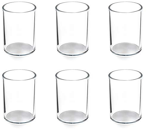 Osco Clear Acrylic Pen Pot 6 Pack – Round Transparent Pencil Holder & Desk Tidy – Durable Office Organiser for Stationery, Pens, Pencils & Makeup Brushes – H11 x W8 x D8 cm