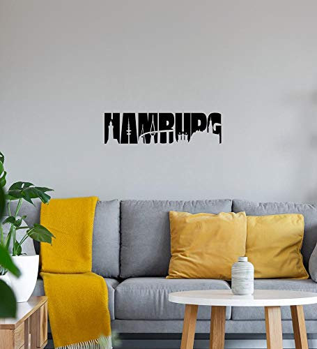 Hamburg Skyline 2.0 Wandtattoo Schwarz Aufkleber 172 x 46 cm