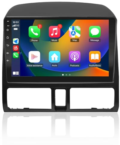 LEXXSON Carplay Radio Android Autoradio für Honda CRV 2001-2006 | 9-Zoll-Touchscreen-Radio Bluetooth WiFi Android Auto GPS-Navigation Splitscreen-Lenkradsteuerung USB-Player 2G 32G