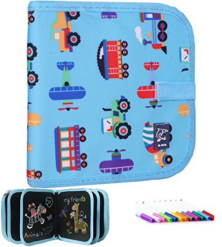 Lernen Sie Doodle Board f¡§1r Kinder, schreiben Blackboard, Tragbares Skizzen-Doodle-Buch with 12 Colored Pencils, Erasabble Reusable Exercise Book for Painting, 14 Seiten