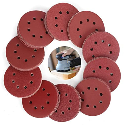 80PC Sanding Discs Pads, AEXIRI Hook and Loop 40 60 80 100 120 150 180 240 320 400 Mixed Grits 125mm/5 inch 8-Holes Sandpaper Sheet for Random Orbital Sander