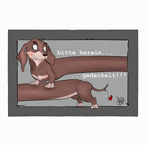 LA KO Waschbare Fußmatte 50x75cm - Designed by Maleola - hochwertig Bedruckte Fußmatte aus Deutschland (Hereingedackelt)