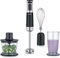 SEVERIN Stabmixer mit Zubehör-Set, Mixstab mit stufenloser Geschwindigkeitseinstellung, mit Pürierstab, Schneebesen, Multizerkleinerer und Mixbehälter, schwarz/Edelstahl-gebürstet, SM 3772