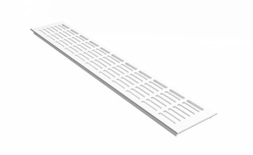 MS Beschläge Aluminium Lüftungsgitter Weiß RAL9016 Stegblech 100mm breit Verkehrsweiß Heizungsabdeckung pulverbeschichtet Ab- Zuluftgitter 30x5mm Lochung Türgitter (Länge 1200mm)
