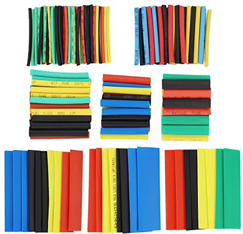 164 Pieces Heat Shrink Tubing - Electrical Cable Shrink Cable Kit 2:1 Electric Insulation Heat Shrink Wrap Cable Sleeve 5 Colors in 8 Sizes
