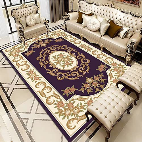 Xiaosua Teppich Für Draußen Violett Teppich Salon Flieder Blumen Vintage Muster Teppich Schlafzimmer Anti-Milbe Balkon Teppich Wasserfest 120X180Cm Teppich Terrasse Outdoor 3Ft 11.2''X5Ft 10.9''