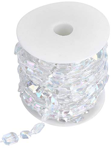 Joyzan Ghirlanda di Cristallo Perline, 10M Perline Iridescente Cristalli Fai da Te Decorativi Filo Perle Albero Natale Tenda della Porta Vintage per Feste Matrimonio Catene Creazione Gioielli