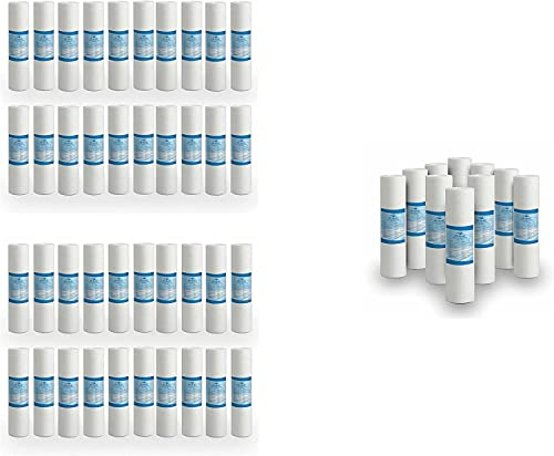 Bellerofonte Filtro Sedimenti 10 Pollici 25 Micron. Elimina Sabbia, Fango, Particelle di ruggine e impurità sospese fino a 5 Micron in Polipropilene 40 Pezzi + 10 omaggio