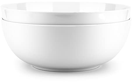 11-inch Melamine Serving Bowls - Larger Salad Bowls Mixing Bowls, Set of 2 White