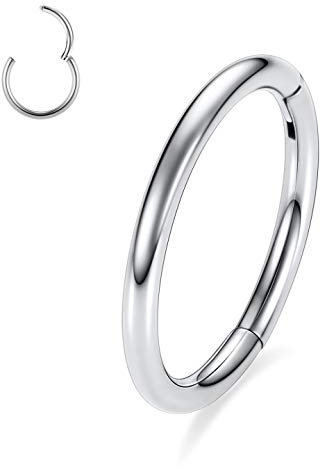 Nasenringe Hoop 4G Septum Nasenringe 12mm 316L Chirurgenstahl Nahtloser Clicker Ring Higned Segment Hoop Silber Septum Ring Conch Hoop Ring Daith Tragus Knorpel Helix Ohrring Piercing Schmuck