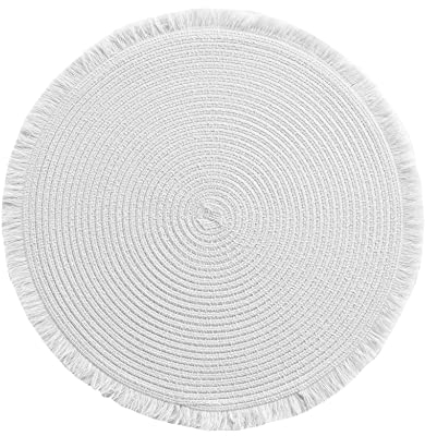 Douceur d'intérieur Tischset (0) 38 cm Polyester AJOURE mit Fransen Falbala weiß