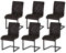 KHG 6er Set Esszimmerstühle Mikrofaser schwarz, Freischwinger in Wildleder Optik bis 110 kg - Küchenstuhl, Schwingstuhl, Polsterstuhl mit Wellenfederung für Küche Büro Wohnzimmer
