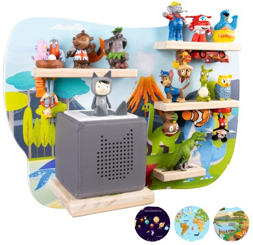 bunnyboo Toniebox Regal - für Toniebox und Figuren - ausreichend Platz für bis zu 32 Tonie Hörfiguren - Tonie Dino - geprüfte Qualität - Für Junge und Mädchen