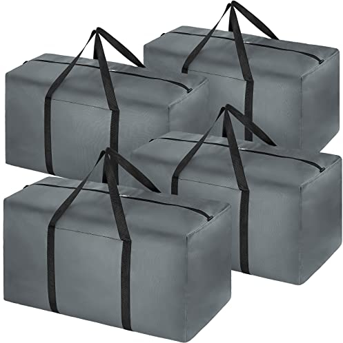 Extra große Reisetasche, faltbar, wasserdicht, 600D Oxford-Stoff, strapazierfähig, für Männer und Frauen, starke Umzugskisten für Haus, Gepäcktaschen, 4 Stück, grau, XL, Reisen