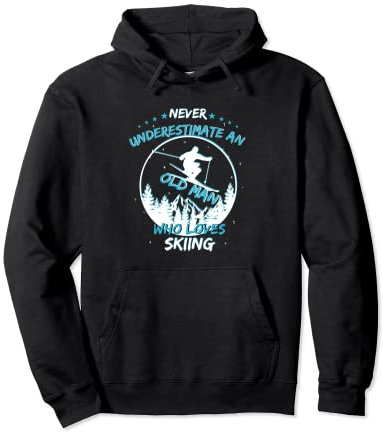 Old man on ski lustiges design Pullover Hoodie