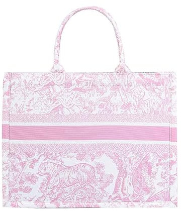 MOMEITU Modische Luxus-Tragetasche, Baumwollleinen, eine Schultertasche, Handtasche, große Kapazität, Jacquard-Stickerei, Retro, exquisites Graffiti, Pink, modisch
