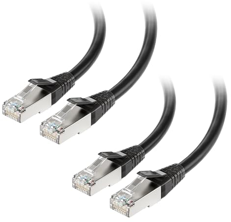Cable Matters 2-Pack, 40Gbps Shielded Short Cat 8 Ethernet Cable 7.5m in Black (2000 Mhz Ethernet Cable Cat 8, Cat8 Internet Cable) - 7.5 Meter