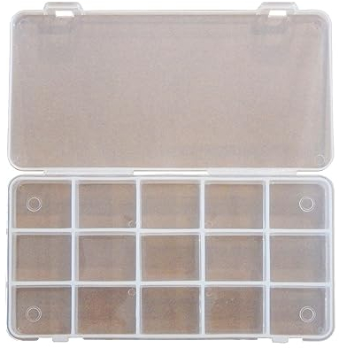 Perlin 2 Stk Plastik Sortierboxen 15 Fächer Aufbewahrungsbox Kunststoff Storage Box Materialbox Sortimentskasten Perlenbox für Schmuck Veranstalter Perlen Setzkasten