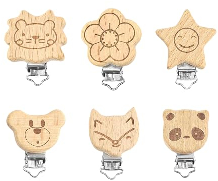 Clip Ciuccio, Clip Portaciuccio, Clip Ciuccio Legno Clip, 6 Pezzi Porta Ciuccio Legno, Clip Ciuccio In Legno, Clip Ciuccio Legno Di Bambino